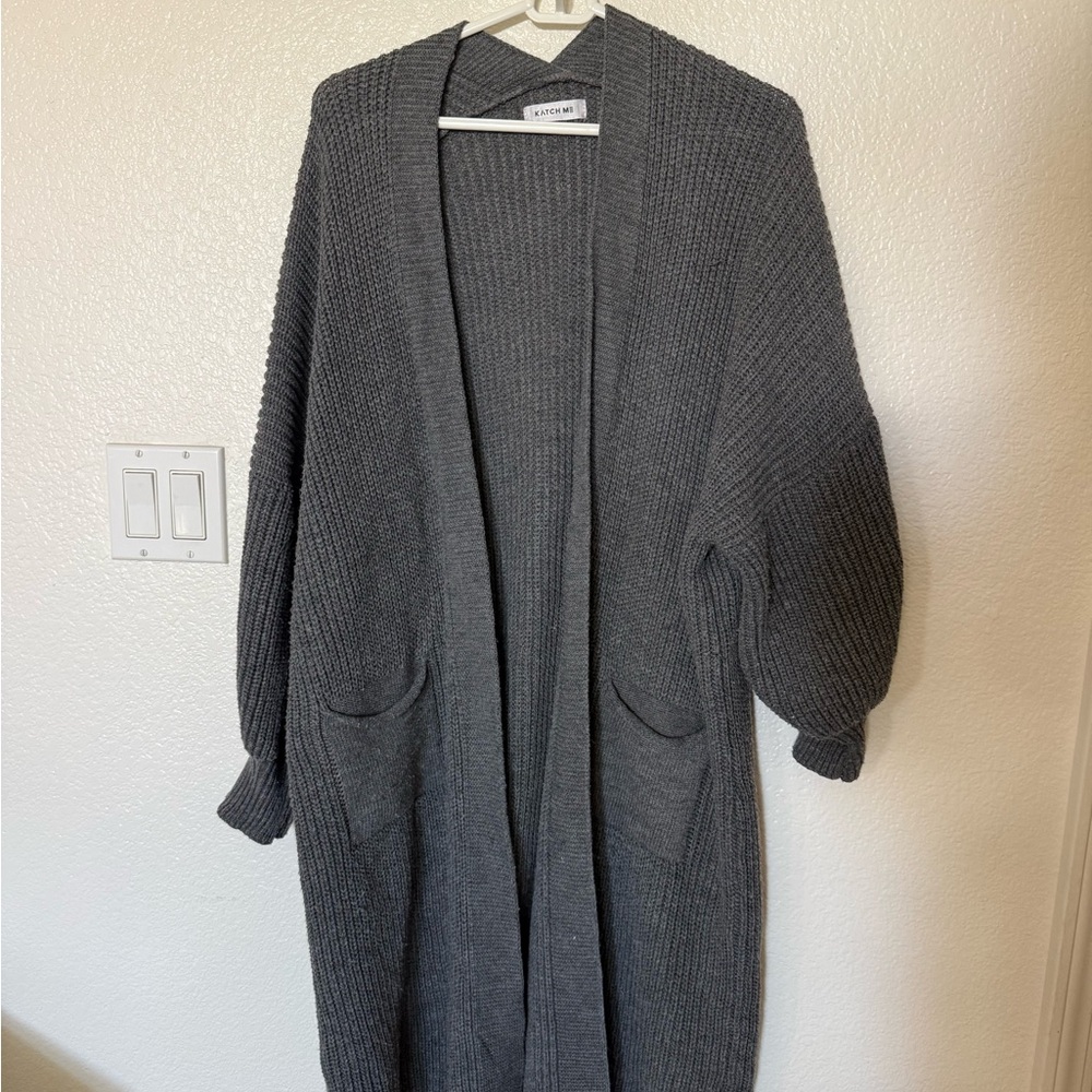 Grey knit cardigan